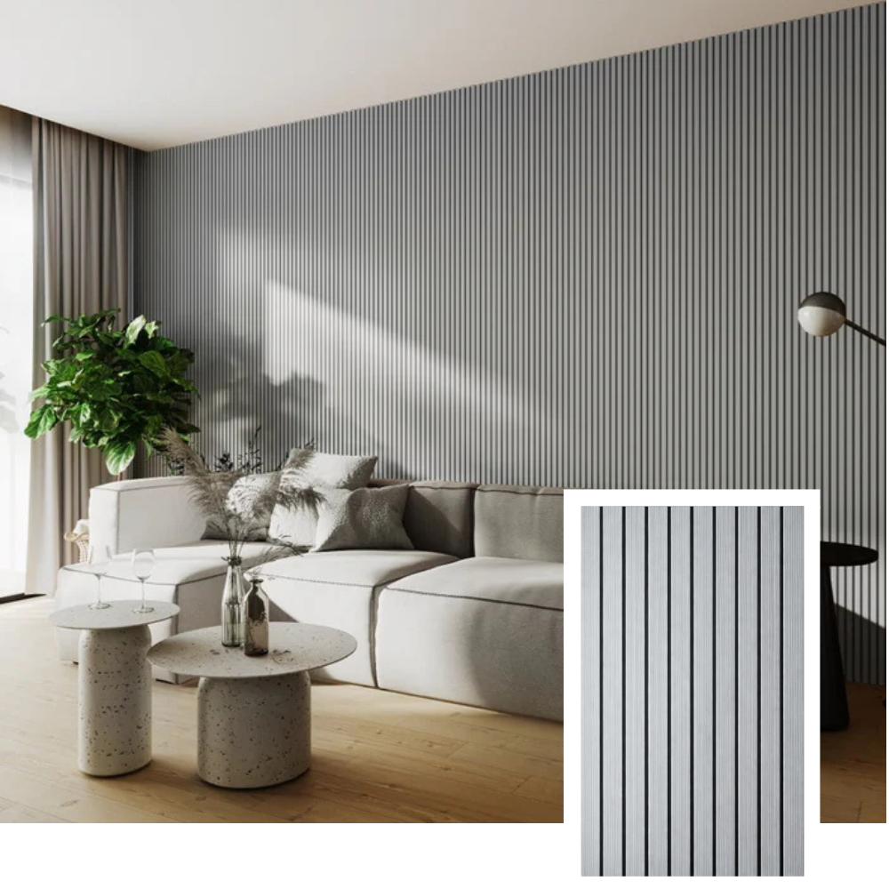 ZULIAN™ Akoestisch Lamellenpaneel — Gerookt Eiken (2.7m × 1.10m)