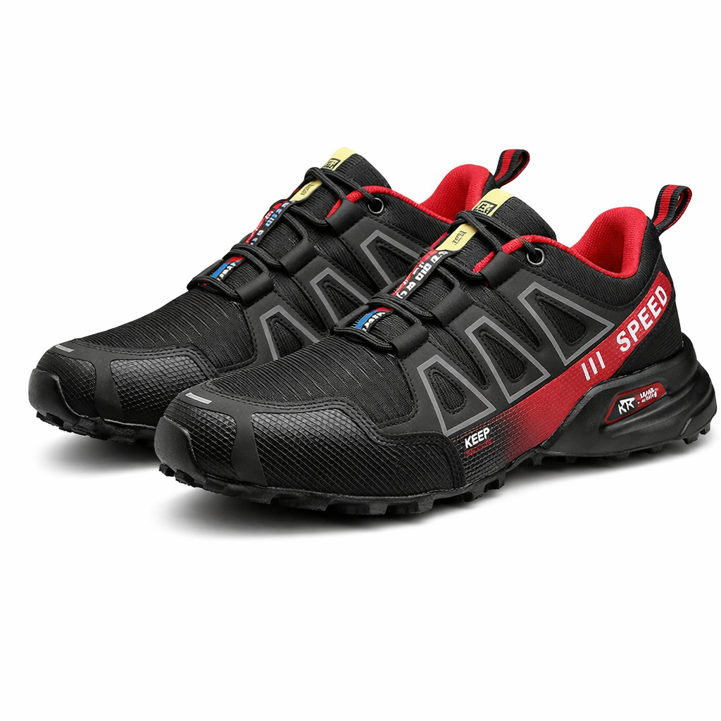 Trailrunning schoenen voor heren zwart en rood – Prestaties en comfort