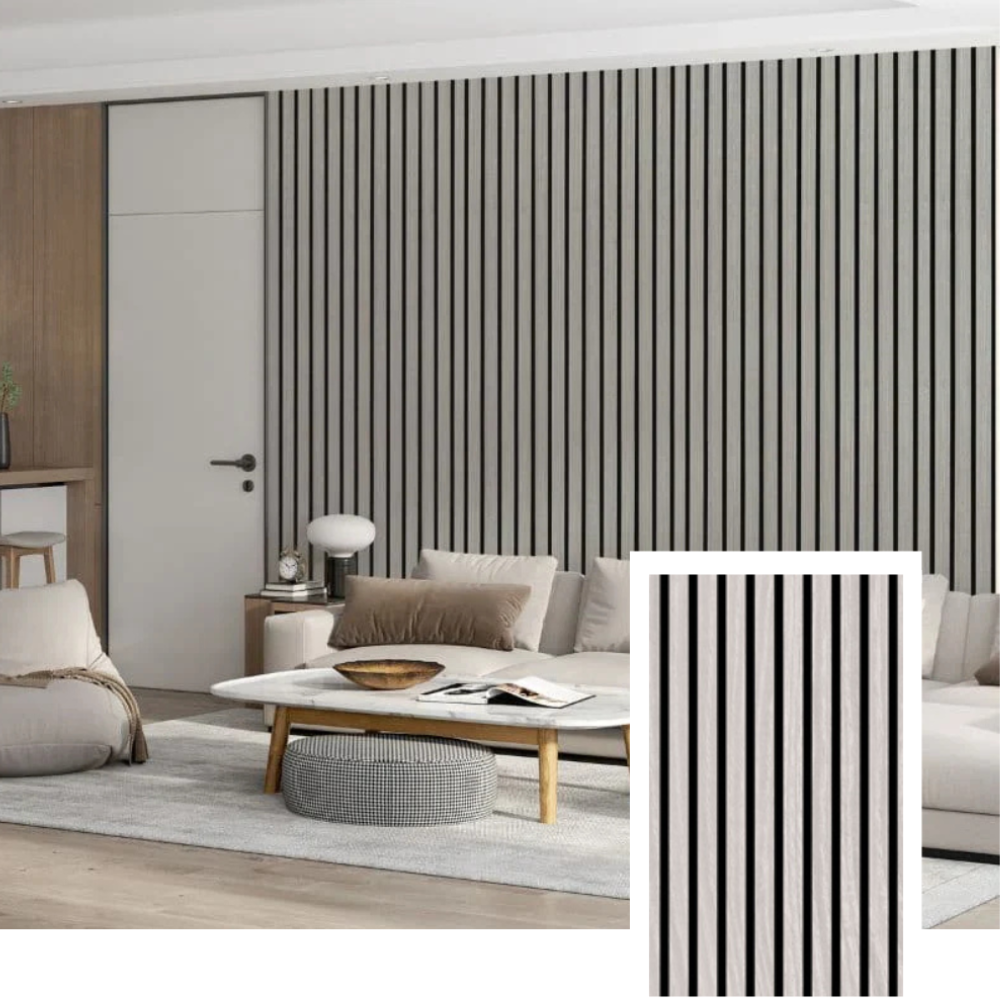 ZULIAN™ Akoestisch Lamellenpaneel — Gerookt Eiken (2.7m × 1.10m)