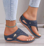 Comfortabele sandalen met sleehak van leer voor dames – Elegantie en welzijn gegarandeerd