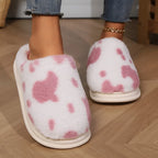 Damespantoffels met koeienprint | Warmte, cocooningcomfort & antislipzool