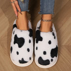 Damespantoffels met koeienprint | Warmte, cocooningcomfort & antislipzool