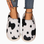 Damespantoffels met koeienprint | Warmte, cocooningcomfort & antislipzool