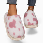 Damespantoffels met koeienprint | Warmte, cocooningcomfort & antislipzool