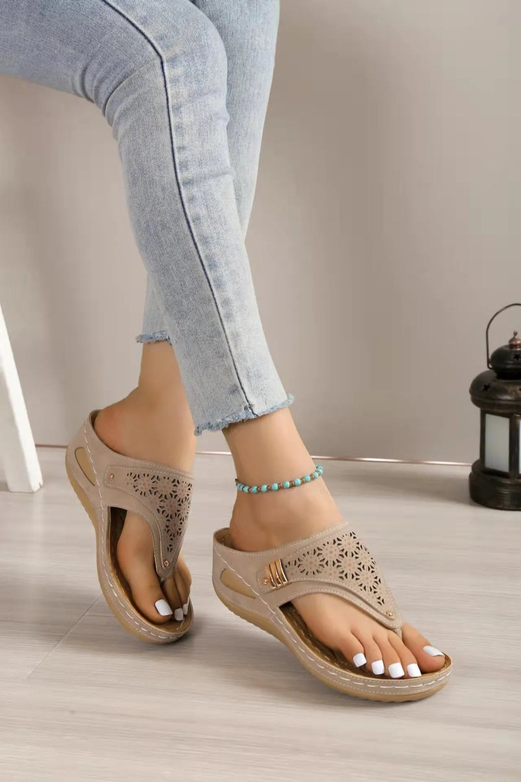 Comfortabele sandalen met sleehak van leer voor dames – Elegantie en welzijn gegarandeerd