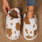 Damespantoffels met koeienprint | Warmte, cocooningcomfort & antislipzool
