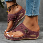 Comfortabele sandalen met sleehak van leer voor dames – Elegantie en welzijn gegarandeerd