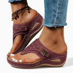 Comfortabele sandalen met sleehak van leer voor dames – Elegantie en welzijn gegarandeerd