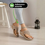Comfortabele sandalen met sleehak van leer voor dames – Elegantie en welzijn gegarandeerd