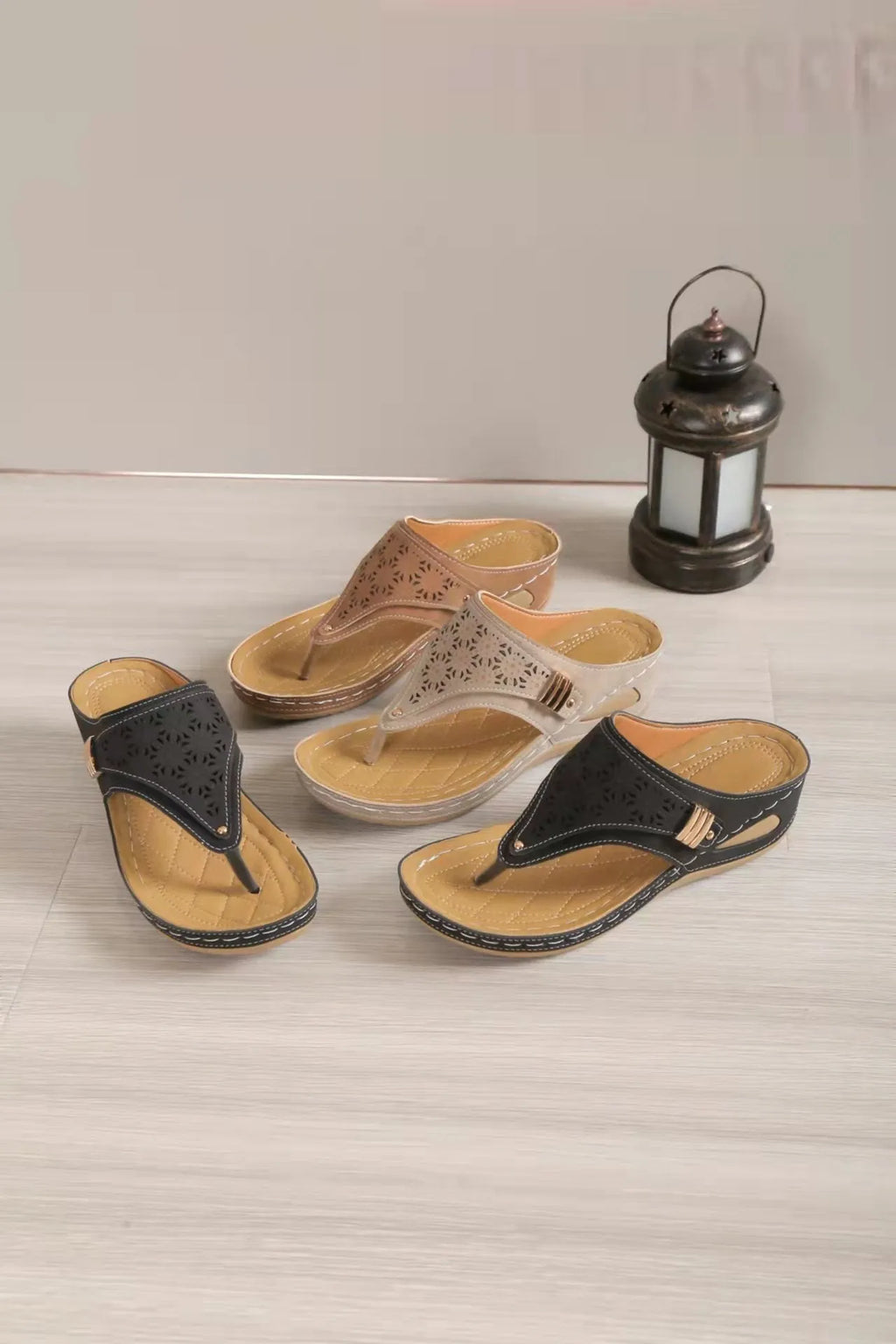 Comfortabele sandalen met sleehak van leer voor dames – Elegantie en welzijn gegarandeerd