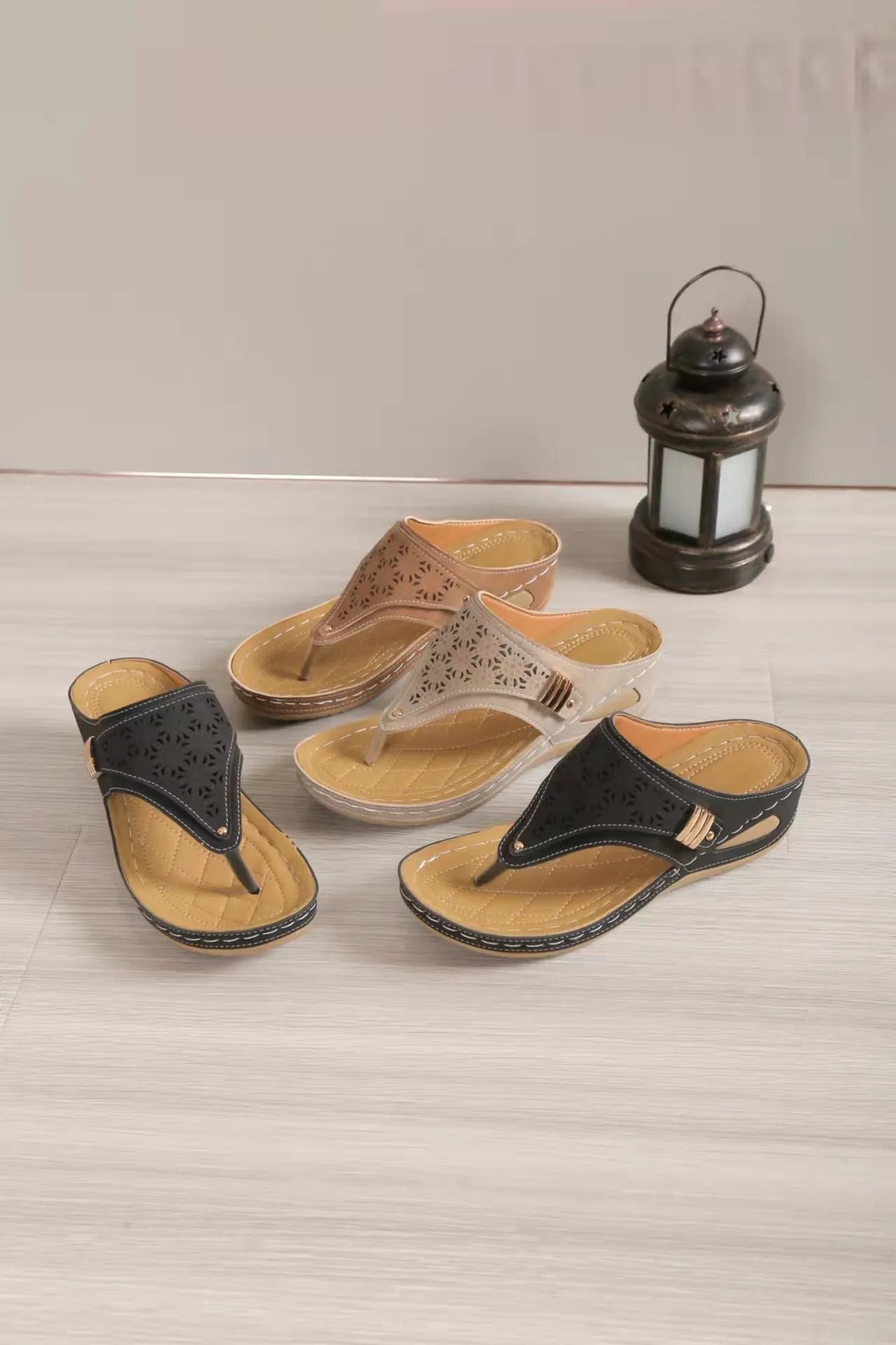 Comfortabele sandalen met sleehak van leer voor dames – Elegantie en welzijn gegarandeerd